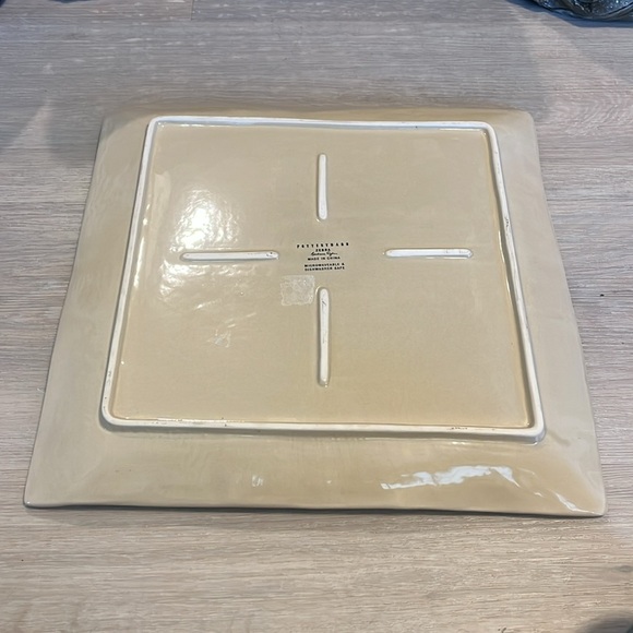 POTTERY BARN Barbara Eigen Zebra Striped 14" Square Ceramic Serving Platter - Picture 5 of 6